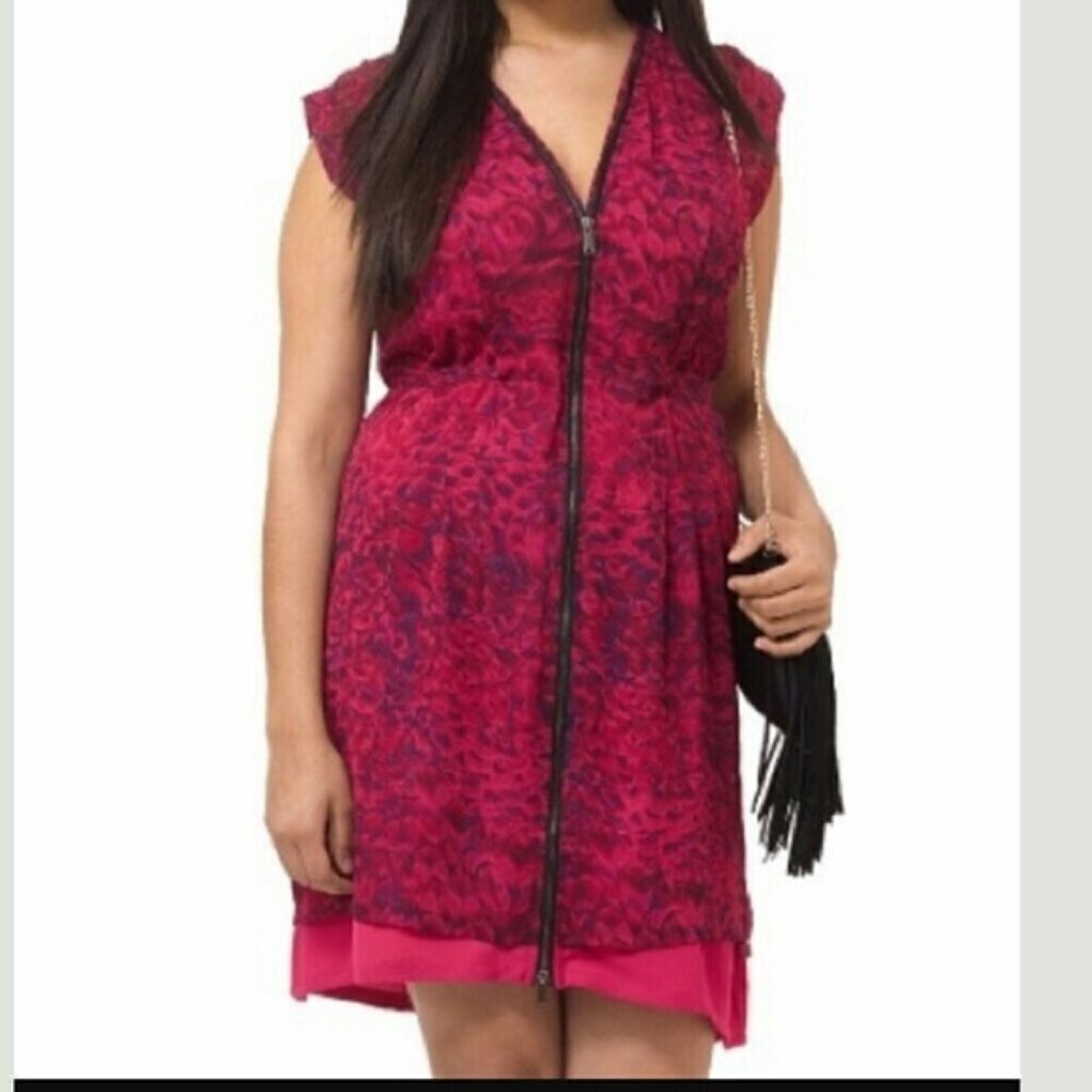 Carmakoma zipper accent sheer crepe Dress XS